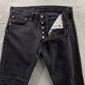 LEVIS 501 Jeans Mens 32x30 Measured Button Fly Black Tag: 33x30